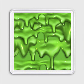 Магнит 55*55 с принтом Green Slime в Петрозаводске, Пластик | Размер: 65*65 мм; Размер печати: 55*55 мм | Тематика изображения на принте: drips | green | slime | желе | зелёный | слайм