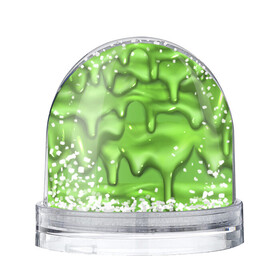 Игрушка Снежный шар с принтом Green Slime в Петрозаводске, Пластик | Изображение внутри шара печатается на глянцевой фотобумаге с двух сторон | drips | green | slime | желе | зелёный | слайм