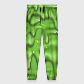 Женские брюки 3D с принтом Green Slime в Петрозаводске, полиэстер 100% | прямой крой, два кармана без застежек по бокам, с мягкой трикотажной резинкой на поясе и по низу штанин. В поясе для дополнительного комфорта — широкие завязки | Тематика изображения на принте: drips | green | slime | желе | зелёный | слайм