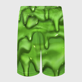 Детские спортивные шорты 3D с принтом Green Slime в Петрозаводске,  100% полиэстер
 | пояс оформлен широкой мягкой резинкой, ткань тянется
 | drips | green | slime | желе | зелёный | слайм
