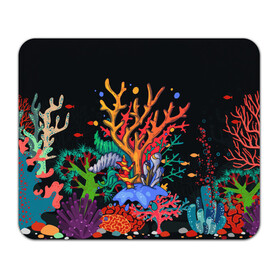 Коврик для мышки прямоугольный с принтом Морской пейзаж в Петрозаводске, натуральный каучук | размер 230 х 185 мм; запечатка лицевой стороны | кораллы | море | морская тема | морские символы | морской пейзаж | ракушка | рыбы