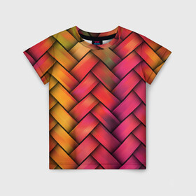 Детская футболка 3D с принтом Colorful weave в Петрозаводске, 100% гипоаллергенный полиэфир | прямой крой, круглый вырез горловины, длина до линии бедер, чуть спущенное плечо, ткань немного тянется | colorful | texture | twist | weave | красочный | плетенка | текстура