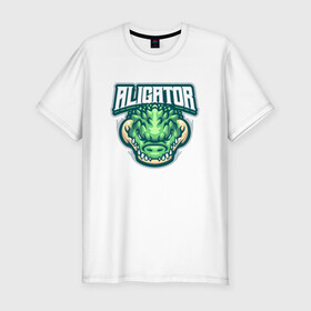 Мужская футболка хлопок Slim с принтом Aligator в Петрозаводске, 92% хлопок, 8% лайкра | приталенный силуэт, круглый вырез ворота, длина до линии бедра, короткий рукав | alligator | crocodile | reptile | аллигатор | крокодил