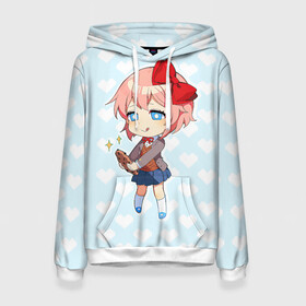 Женская толстовка 3D с принтом Chibi Sayori в Петрозаводске, 100% полиэстер  | двухслойный капюшон со шнурком для регулировки, мягкие манжеты на рукавах и по низу толстовки, спереди карман-кенгуру с мягким внутренним слоем. | ddlc | doki doki literature club | sayori | саёри | сайори