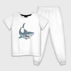 Детская пижама хлопок с принтом Агрессивная акула в Петрозаводске, 100% хлопок |  брюки и футболка прямого кроя, без карманов, на брюках мягкая резинка на поясе и по низу штанин
 | Тематика изображения на принте: shark | агрессивная | акула | акулы | клыки | море | океан | рыба