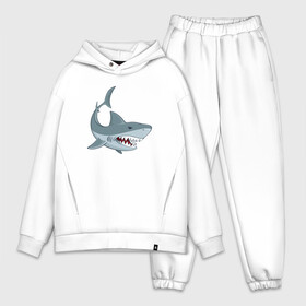 Мужской костюм хлопок OVERSIZE с принтом Агрессивная акула в Петрозаводске,  |  | Тематика изображения на принте: shark | агрессивная | акула | акулы | клыки | море | океан | рыба