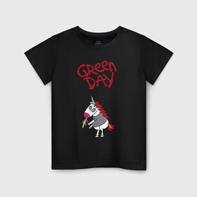Детская футболка хлопок с принтом Green Day Unicorn в Петрозаводске, 100% хлопок | круглый вырез горловины, полуприлегающий силуэт, длина до линии бедер | billie joe armstrong | green day | punk | rock | unicorn | билли джо | грин дей | панк | рок