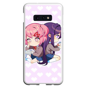 Чехол для Samsung S10E с принтом Chibi Natsuki and Yuri в Петрозаводске, Силикон | Область печати: задняя сторона чехла, без боковых панелей | Тематика изображения на принте: ddlc | doki doki literature club | natsuki | yuri | натсуки | нацуки | юри