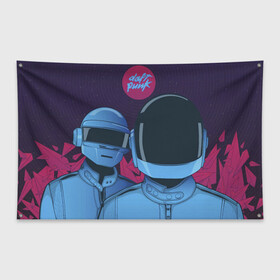 Флаг-баннер с принтом Daft Punk в Петрозаводске, 100% полиэстер | размер 67 х 109 см, плотность ткани — 95 г/м2; по краям флага есть четыре люверса для крепления | daft punk | electronic music | music | дафт панк | музыка