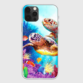 Чехол для iPhone 12 Pro с принтом Морские черепахи в Петрозаводске, силикон | область печати: задняя сторона чехла, без боковых панелей | Тематика изображения на принте: коралловые | море | морские | океан | подводный мир | рифы | рыбки | рыбы | черепахи