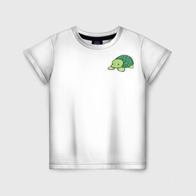 Детская футболка 3D с принтом черепашка в Петрозаводске, 100% гипоаллергенный полиэфир | прямой крой, круглый вырез горловины, длина до линии бедер, чуть спущенное плечо, ткань немного тянется | маленькая черепашка | морское животное | черепаха | черепаха на белом