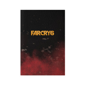 Обложка для паспорта матовая кожа с принтом Far Cry 6 в Петрозаводске, натуральная матовая кожа | размер 19,3 х 13,7 см; прозрачные пластиковые крепления | far cry 6 | дым | игра | лого | надпись | частицы