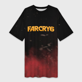 Платье-футболка 3D с принтом Far Cry 6 в Петрозаводске,  |  | far cry 6 | дым | игра | лого | надпись | частицы