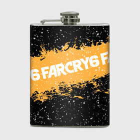 Фляга с принтом Far Cry 6 в Петрозаводске, металлический корпус | емкость 0,22 л, размер 125 х 94 мм. Виниловая наклейка запечатывается полностью | far cry 6 | игра | капли | лого | надпись | снег | частицы