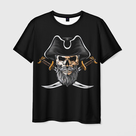 Мужская футболка 3D с принтом Морской Капитан Пират в Петрозаводске, 100% полиэфир | прямой крой, круглый вырез горловины, длина до линии бедер | Тематика изображения на принте: дэви джонс | капитан | клад | пират | пираты | сабли | сокровища | сундук мертвеца | чёрная борода