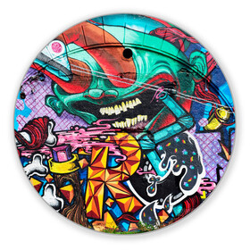 Коврик для мышки круглый с принтом Граффити в Петрозаводске, резина и полиэстер | круглая форма, изображение наносится на всю лицевую часть | молодость | стиль | яркое граффити