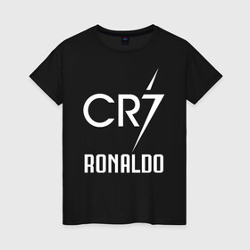 Женская футболка хлопок с принтом CR7 Cristiano Ronaldo logo в Петрозаводске, 100% хлопок | прямой крой, круглый вырез горловины, длина до линии бедер, слегка спущенное плечо | Тематика изображения на принте: 7 | champion | cr7 | cristiano ronaldo | fifa | football | football club | juventus | soccer | uefa | игра | криштиану роналду | лига чемпионов | реал мадрид | сборная португалии | спорт | уефа | фифа | фк | футбол | футболь