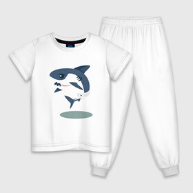 Детская пижама хлопок с принтом Акуленок в Петрозаводске, 100% хлопок |  брюки и футболка прямого кроя, без карманов, на брюках мягкая резинка на поясе и по низу штанин
 | Тематика изображения на принте: baby | shark | акула | акуленок | акулы | жители | клыки | море | морские | океан | памперс | паттерн | ребенок | рыба | черные