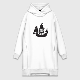 Платье-худи хлопок с принтом Пиратский корабль в Петрозаводске,  |  | ships | корабли | кораблики | корабль | пират | пиратский | пиратский флаг | череп