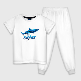 Детская пижама хлопок с принтом Акула. The Shark в Петрозаводске, 100% хлопок |  брюки и футболка прямого кроя, без карманов, на брюках мягкая резинка на поясе и по низу штанин
 | Тематика изображения на принте: shark | акула | акуленок | акулы | жители | клыки | море | морские | океан | рыба | черные