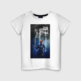 Детская футболка хлопок с принтом Эден Азар в Петрозаводске, 100% хлопок | круглый вырез горловины, полуприлегающий силуэт, длина до линии бедер | азар | бельгия | легенда | нападающий | номер 10 | реал мадрид | челси | эден