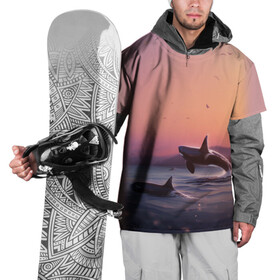 Накидка на куртку 3D с принтом касатки в Петрозаводске, 100% полиэстер |  | ocean | orca | sea | sea animal | дельфин | закат | касатка | кит | море | океан | рисунок кита