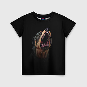 Детская футболка 3D с принтом Собака Chop в Петрозаводске, 100% гипоаллергенный полиэфир | прямой крой, круглый вырез горловины, длина до линии бедер, чуть спущенное плечо, ткань немного тянется | Тематика изображения на принте: chop | gta 5 | гта 5 | игра | собака | чоп