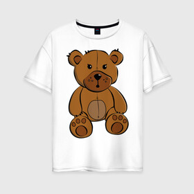 Женская футболка хлопок Oversize с принтом Плюшевый медведь в Петрозаводске, 100% хлопок | свободный крой, круглый ворот, спущенный рукав, длина до линии бедер
 | животные | звери | медведи | плюшевый | природа