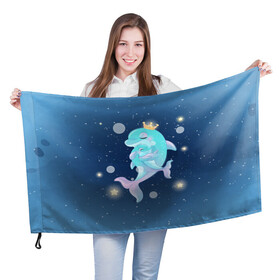 Флаг 3D с принтом Два дельфина в Петрозаводске, 100% полиэстер | плотность ткани — 95 г/м2, размер — 67 х 109 см. Принт наносится с одной стороны | cute | dolphin | два дельфина | дельфин | дельфинами | милый | мир | подводный