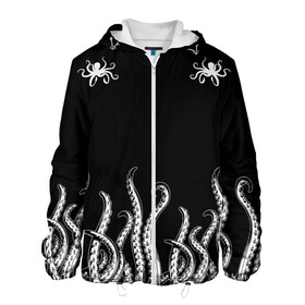 Мужская куртка 3D с принтом Octopus Щупальца в Петрозаводске, ткань верха — 100% полиэстер, подклад — флис | прямой крой, подол и капюшон оформлены резинкой с фиксаторами, два кармана без застежек по бокам, один большой потайной карман на груди. Карман на груди застегивается на липучку | animal | beast | kraken | ocean | octopus | sea | ship | water | вода | животные | звери | корабль | кракен | море | океан | осьминог | рыбы | щупальца