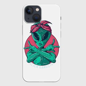 Чехол для iPhone 13 mini с принтом Инопланетный Преступник в Петрозаводске,  |  | alien | гангстер | зелёные человечки | зелёный человечек | инопланетянин | марсианин | пришелец | чужой