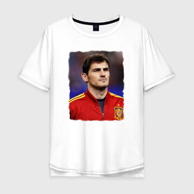 Мужская футболка хлопок Oversize с принтом Iker Casillas/Икер Касильяс  в Петрозаводске, 100% хлопок | свободный крой, круглый ворот, “спинка” длиннее передней части | Тематика изображения на принте: iker casillas | известные личности | икер касильяс | испания | мужчинам | сборная испании | спорт | спортсмены | футбол | футболист | хобби