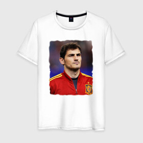 Мужская футболка хлопок с принтом Iker Casillas/Икер Касильяс  в Петрозаводске, 100% хлопок | прямой крой, круглый вырез горловины, длина до линии бедер, слегка спущенное плечо. | iker casillas | известные личности | икер касильяс | испания | мужчинам | сборная испании | спорт | спортсмены | футбол | футболист | хобби