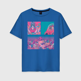Женская футболка хлопок Oversize с принтом The water world of psychedelic в Петрозаводске, 100% хлопок | свободный крой, круглый ворот, спущенный рукав, длина до линии бедер
 | Тематика изображения на принте: abstraction | acid | colors | кислота | психоделика | цветной