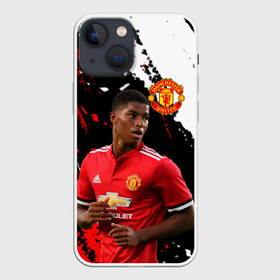 Чехол для iPhone 13 mini с принтом Manchester United: Рашфорд. в Петрозаводске,  |  | fc | fcmu | football | football club | manchester united | marcus rashford | red devils | sport | красные дьяволы | манчестер юнайтед | маркус рашфорд | спорт | фк | фкмю | футбол | футбольный клуб