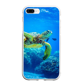 Чехол для iPhone 7Plus/8 Plus матовый с принтом Морская черепаха в Петрозаводске, Силикон | Область печати: задняя сторона чехла, без боковых панелей | Тематика изображения на принте: морская черепаха | океан | подводный мир | черепаха