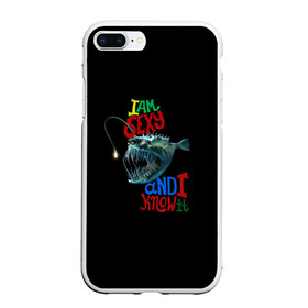 Чехол для iPhone 7Plus/8 Plus матовый с принтом я красотка в Петрозаводске, Силикон | Область печати: задняя сторона чехла, без боковых панелей | зубастик | морское чудовище | рыбалка | рыбёха | рыбка | рыболов | я красотка
