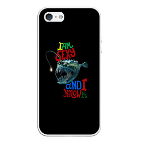 Чехол для iPhone 5/5S матовый с принтом я красотка в Петрозаводске, Силикон | Область печати: задняя сторона чехла, без боковых панелей | зубастик | морское чудовище | рыбалка | рыбёха | рыбка | рыболов | я красотка