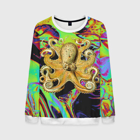 Мужской свитшот 3D с принтом Octopus Ink в Петрозаводске, 100% полиэстер с мягким внутренним слоем | круглый вырез горловины, мягкая резинка на манжетах и поясе, свободная посадка по фигуре | abstraction | acid | kraken | ocean | octopus | sea | море | осьминог