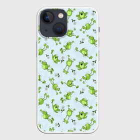 Чехол для iPhone 13 mini с принтом Веселые лягушки в Петрозаводске,  |  | веселая лягушка | лягушка | лягушки | ромашки