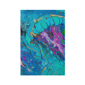 Обложка для паспорта матовая кожа с принтом Красочная медуза в Петрозаводске, натуральная матовая кожа | размер 19,3 х 13,7 см; прозрачные пластиковые крепления | Тематика изображения на принте: красочная медуза | медуза | медуза в море