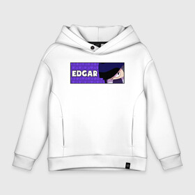 Детское худи Oversize хлопок с принтом EDGAR (ПЛАШКА) в Петрозаводске, френч-терри — 70% хлопок, 30% полиэстер. Мягкий теплый начес внутри —100% хлопок | боковые карманы, эластичные манжеты и нижняя кромка, капюшон на магнитной кнопке | Тематика изображения на принте: android | brawl | brawl stars | clash | edgar | game | stars | андроид | игра | мобильные игры | эдгар