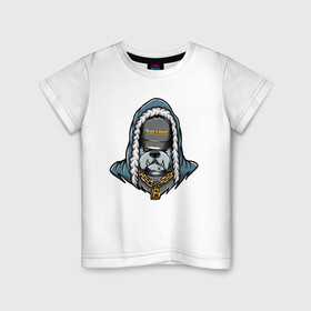Детская футболка хлопок с принтом Опасный парень в Петрозаводске, 100% хлопок | круглый вырез горловины, полуприлегающий силуэт, длина до линии бедер | гангстер | крутой | пёс | уличный воин | цепи