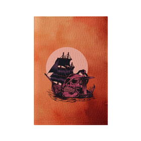 Обложка для паспорта матовая кожа с принтом Ship в Петрозаводске, натуральная матовая кожа | размер 19,3 х 13,7 см; прозрачные пластиковые крепления | Тематика изображения на принте: арт | корабль | море | череп | якорь