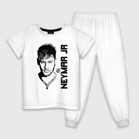 Детская пижама хлопок с принтом Neymar Jr черный портрет в Петрозаводске, 100% хлопок |  брюки и футболка прямого кроя, без карманов, на брюках мягкая резинка на поясе и по низу штанин
 | brazil | champions | fifa | junior | neymar | neymar jr | paris saint germain | psg | uefa | бразилия | джуниор | младший | наймар | неймар | пари сен жермен | петух | псж | сборная бразилии | уефа | фифа | футбик | футбол 