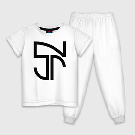 Детская пижама хлопок с принтом Неймар черный логотип в Петрозаводске, 100% хлопок |  брюки и футболка прямого кроя, без карманов, на брюках мягкая резинка на поясе и по низу штанин
 | brazil | champions | fifa | junior | neymar | neymar jr | paris saint germain | psg | uefa | бразилия | джуниор | младший | наймар | неймар | пари сен жермен | петух | псж | сборная бразилии | уефа | фифа | футбик | футбол 
