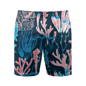 Мужские шорты спортивные с принтом Подводный мир в Петрозаводске,  |  | colorful | coral | deep | sea | seamless | seaweed | водоросли | глубокий | коралл | красочный | паттерн | подводный мир