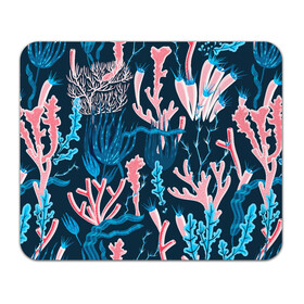 Коврик для мышки прямоугольный с принтом Подводный мир в Петрозаводске, натуральный каучук | размер 230 х 185 мм; запечатка лицевой стороны | colorful | coral | deep | sea | seamless | seaweed | водоросли | глубокий | коралл | красочный | паттерн | подводный мир