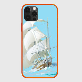Чехол для iPhone 12 Pro с принтом The white wanderer в Петрозаводске, силикон | область печати: задняя сторона чехла, без боковых панелей | ocean | sea | ship | волны | океан | парусник