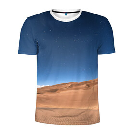 Мужская футболка 3D спортивная с принтом Пустыня в Петрозаводске, 100% полиэстер с улучшенными характеристиками | приталенный силуэт, круглая горловина, широкие плечи, сужается к линии бедра | Тематика изображения на принте: дюна | дюны | звёзды | небеса | небо | пейзаж | пейзажи | песок | песчаный | пустыни | пустыня